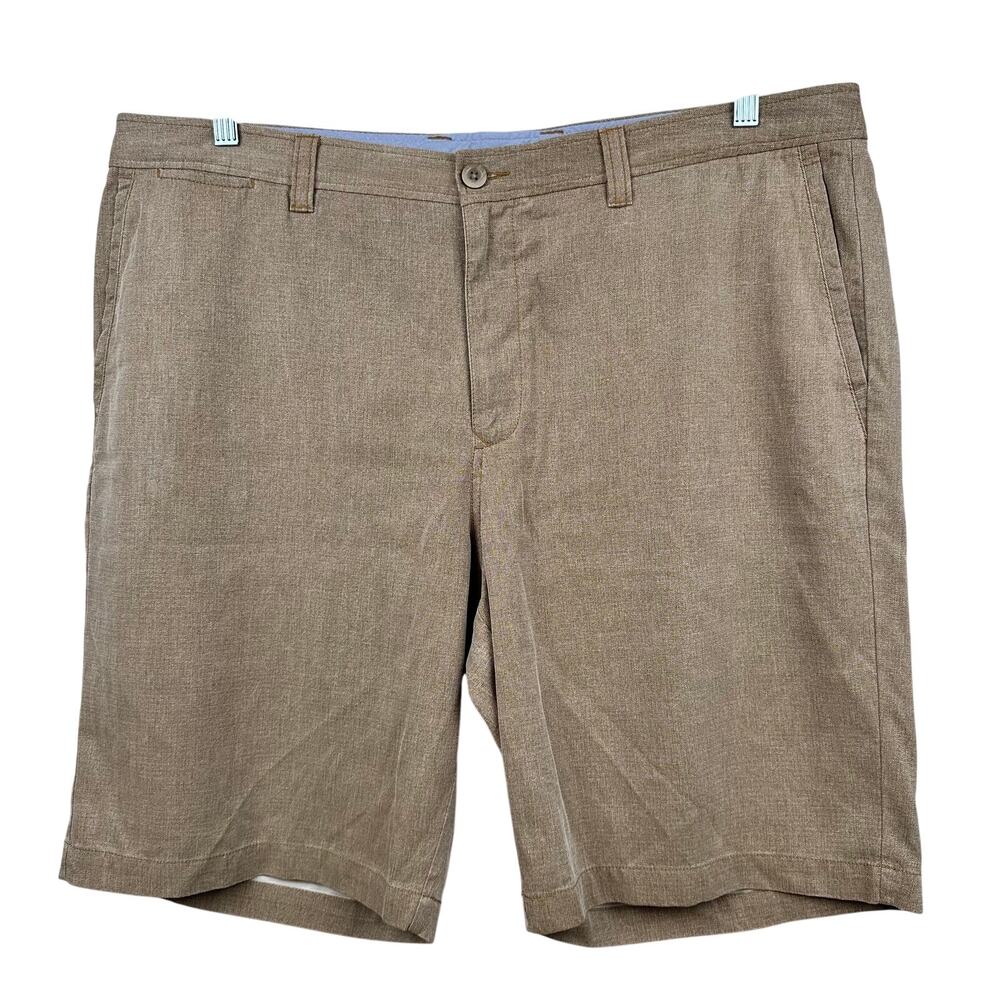 Tommy Bahama Men's Silk Shorts Flat Front Tan 40 Herringbone Resort Preppy Golf